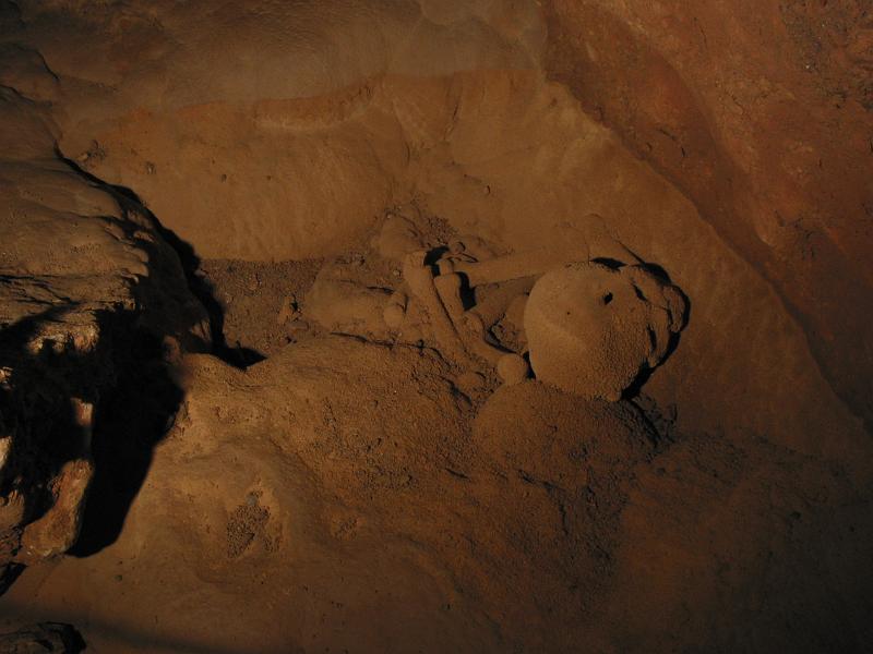 Human Skeleton in old calcite pool