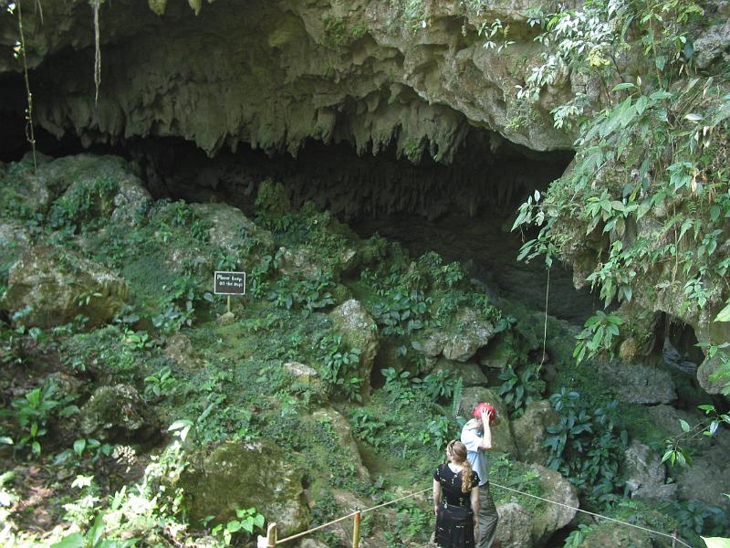 Touring the cave at Blue Hole National Park