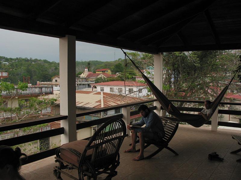James Hunter and Rick Bowman at their penthouse suite at Martha's Guesthouse, San Ignacio