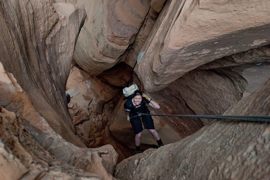 Cami Pulham on the last rappel in Pine Creek.