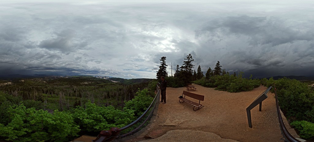 Jon Jasper watching storm rolling in from Lava Point.  Full Panoramic Photo can be viewed at:  http://www.jonjasper.com/QTVR/LavaPoint.html