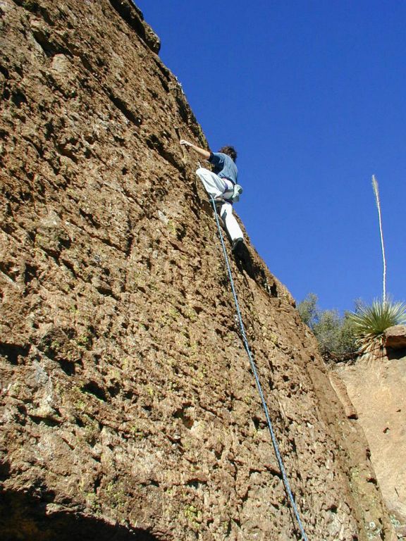 Terry Acomb climbing in Queen Creek       