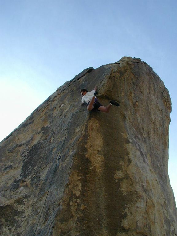Jon Jasper climbing the Tombstone in Joshua Tree.    
