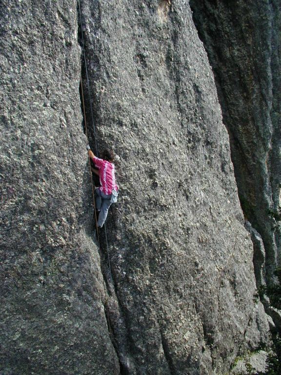 Terry Acomb climbing in the Needles.     