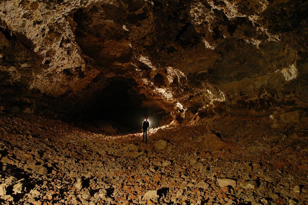 Jen McNeil near the beginning of the B-Survey in Leandras Cave.  Photo by Brandon Kowallis.
