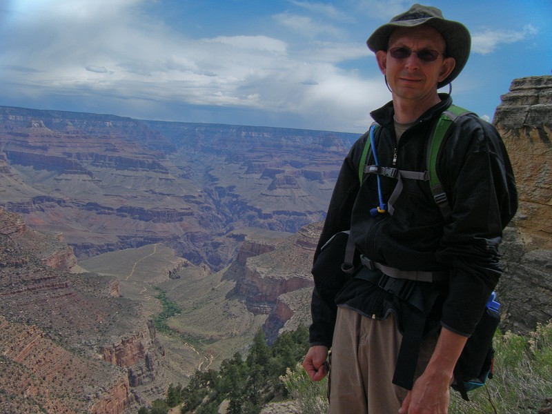Mike Mays at the start of the Bright Angel Trail in Grand Canyon National Park.  Photo by Mike Mays.