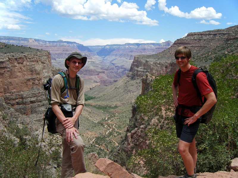 Mike Mays and Jon Jasper on top of the Red Wall along Bright Angel Trail.  Photo by Mike Mays.
