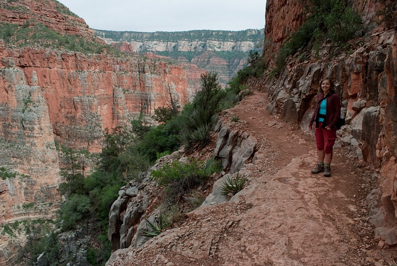 Janel Macy on the North Kiabab Trail in the Red Wall Limestone.