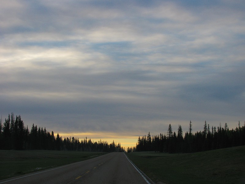 Driving out as the sun sets over the Kiabab Plateau.  Photo by Janel Macy.