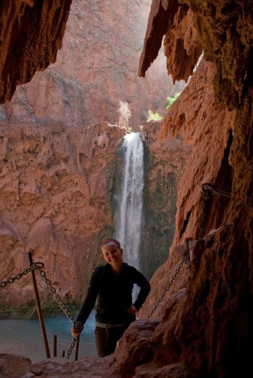 Janel Macy on hike down to the base of Mooney Falls.