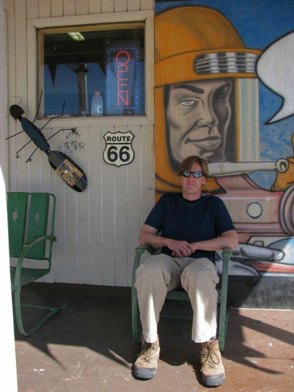 Jon Jasper hanging out on Route 66.  It was truly an out of this world experience.  Photo by Janel Macy.