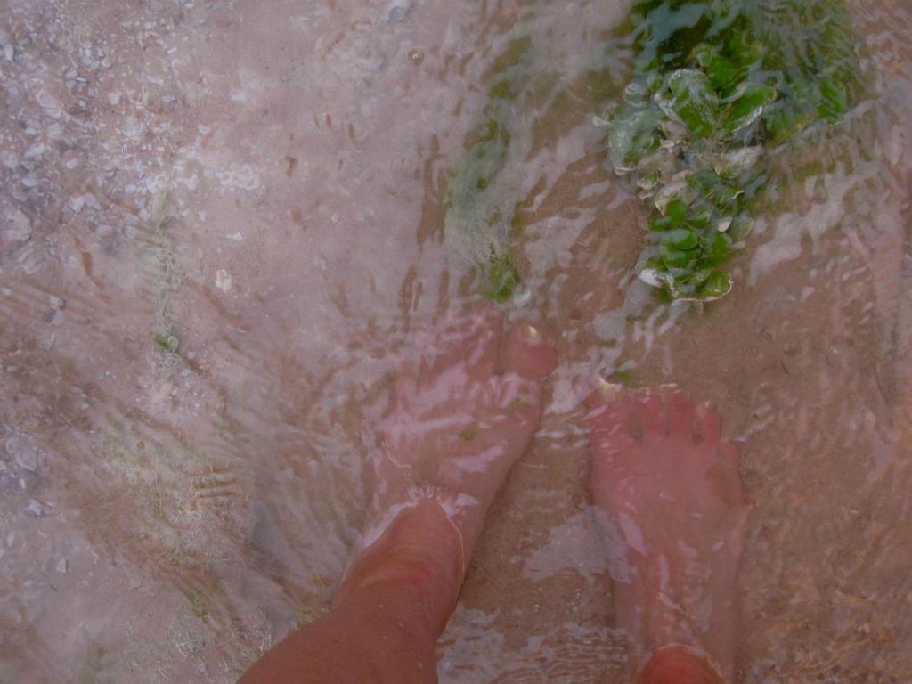 Janel Macy's feet within the Beaver Fall's pool.  Photo by Janel Macy.