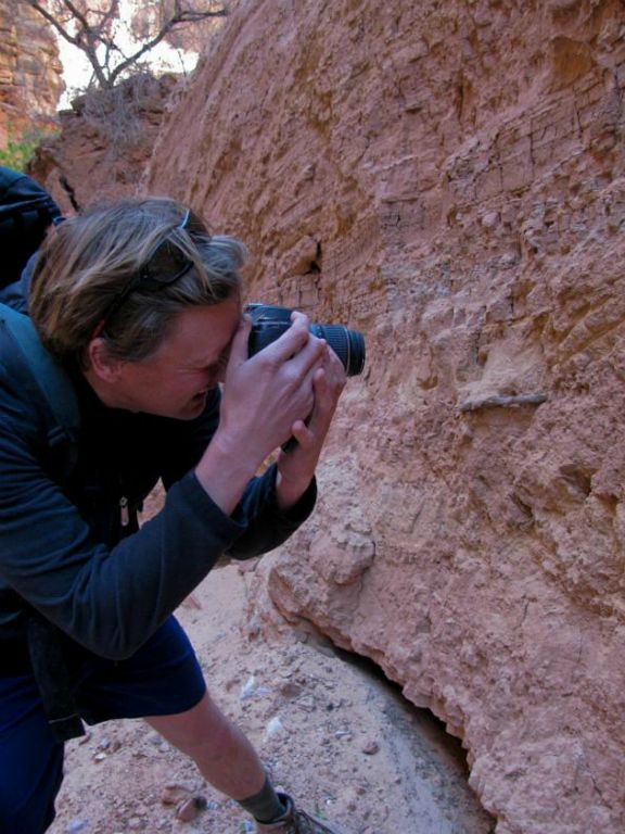 Jon Jasper photographing mudstone layers.  Photo by Janel Macy.
