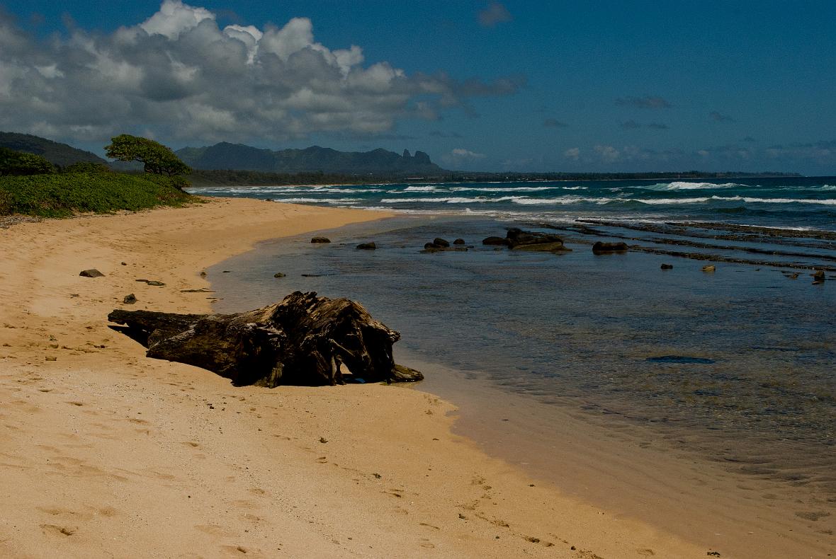 The beach near Kauai Beach Resort looking toward the north side of the island