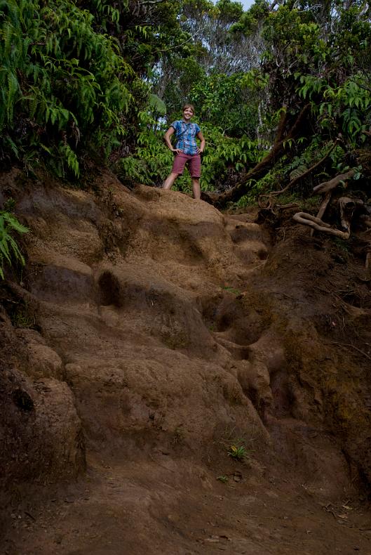 Janel on the rutted Pihea Trail.