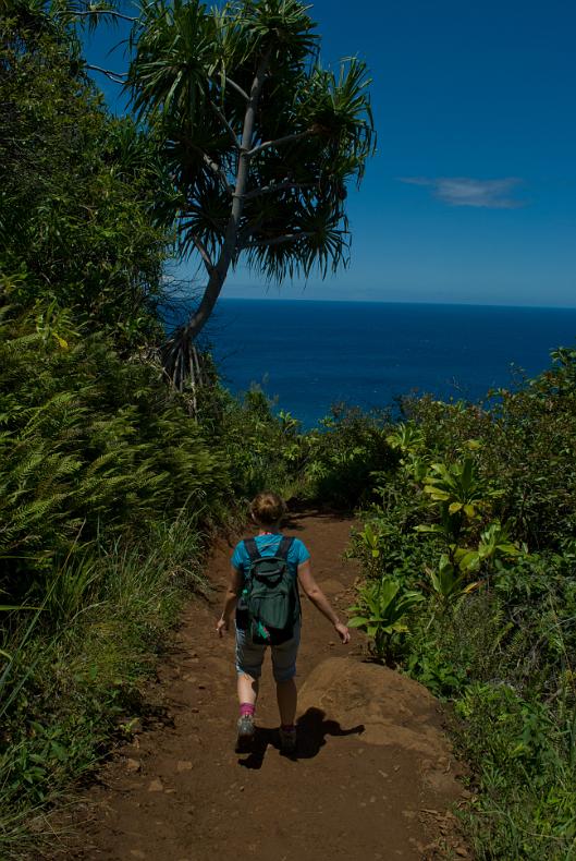 Janel Macy on the Kalalau Trail on the Na Pali coast.