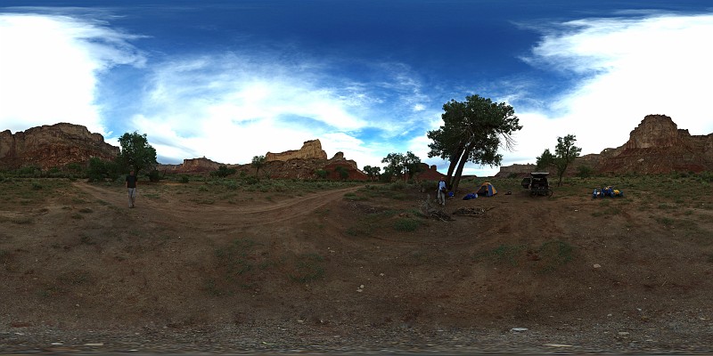 Panoramic photo of our camp at the Muddy Creek.