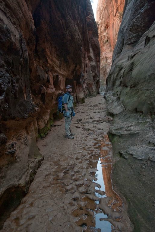 Jason Mateljak in scenic slot section of Behunin Canyon.
