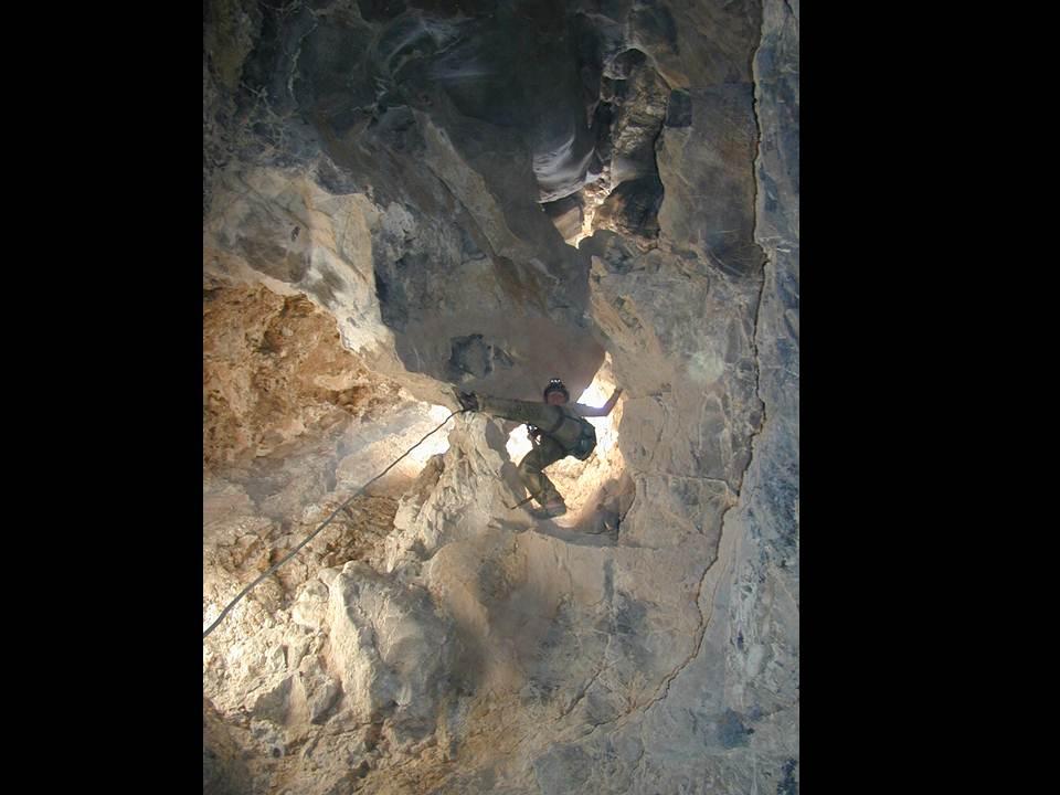 Cami Pulham rappeling into Upper Cave