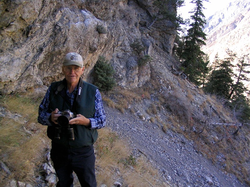 Alan Walker (son of the first Superintendent) in the middle of the Historic Trail to Timpanogos Cave.