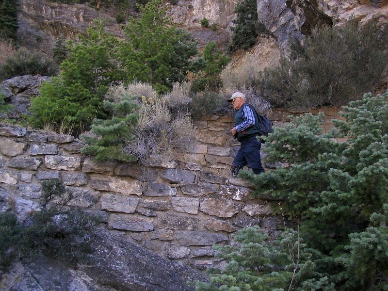 Alan Walker (son of the first Superintendent) in the switchbacks in the middle of the Historic Trail to Timpanogos Cave.