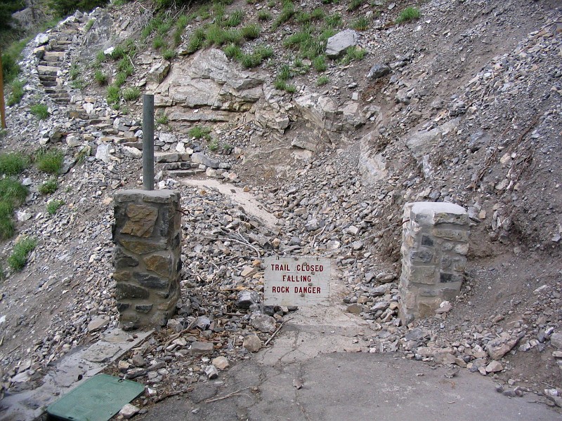 The closed trail to the Timpanogos Cave bathroom