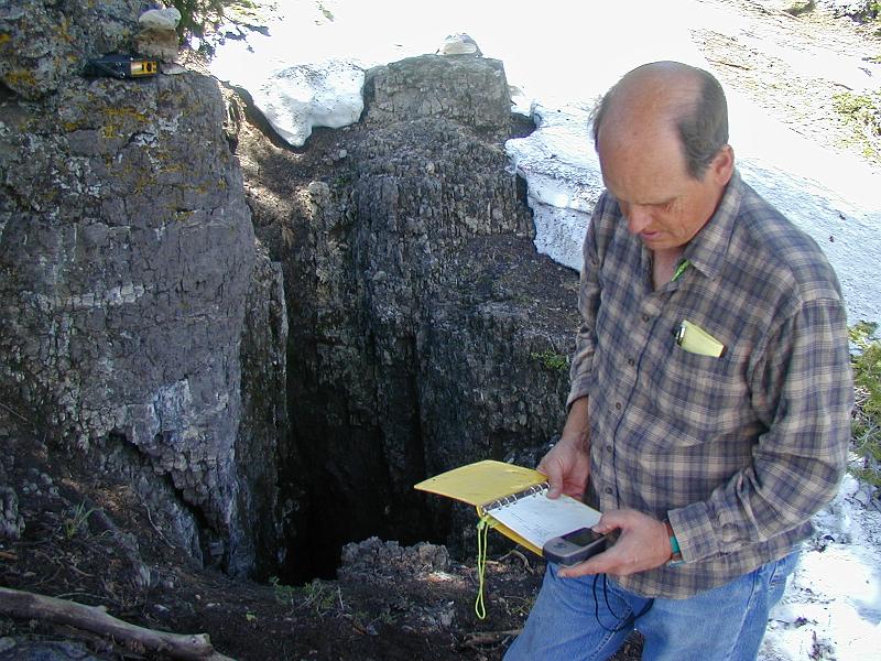 Peter Ruplinger inventorying a cave entrance.