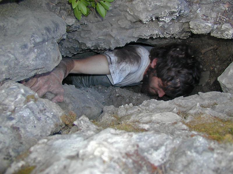 James Hunter exiting Skin and Bones Cave 