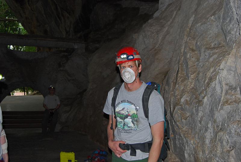 Jon hoping not to get histoplasmosis in Taninual Cave