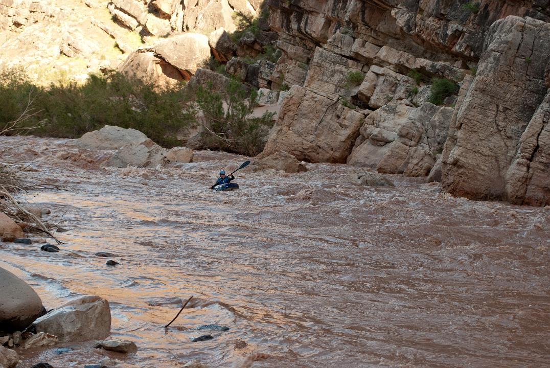 Tim Barnhart boating down the Virgin River just below the Virgin River Canyon Recreation area in the Paiute Wilderness.