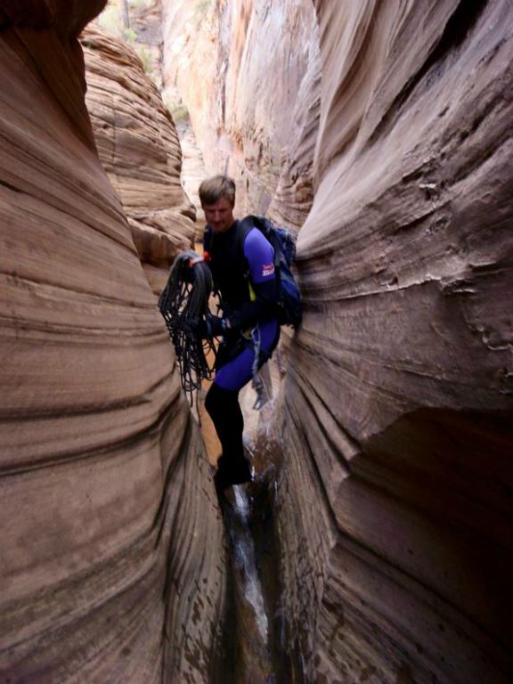 Jon Jasper working his way down Water Canyon.  Photo by Kyle Voyles.