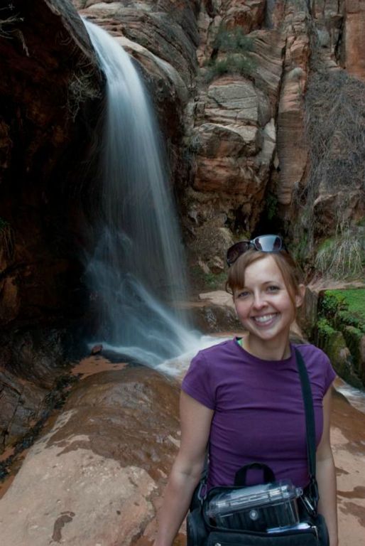 Janel Macy at the first waterfall at Water Canyon.
