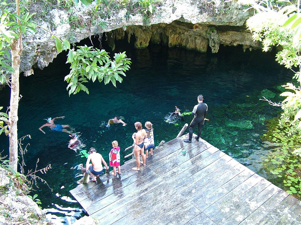 The entrance to Grand Cenote with entrance fee of 20 pecos per person.  Photo by Megan Porter