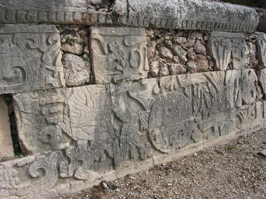 A panel showing how the losers in the ball court would have their heads carried around