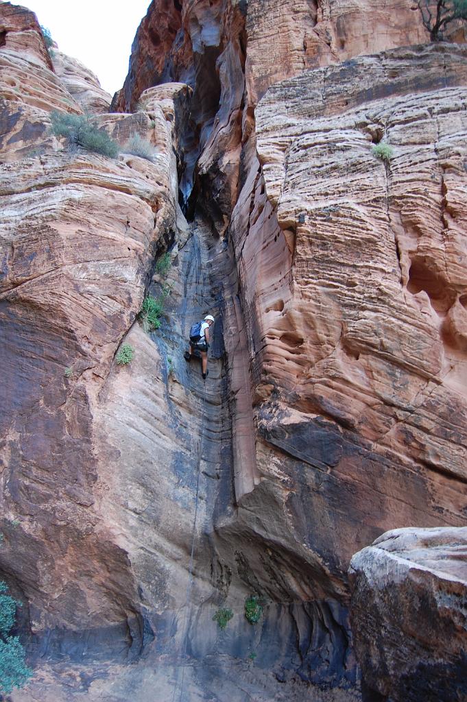 Christina rappeling in Spry Canyon