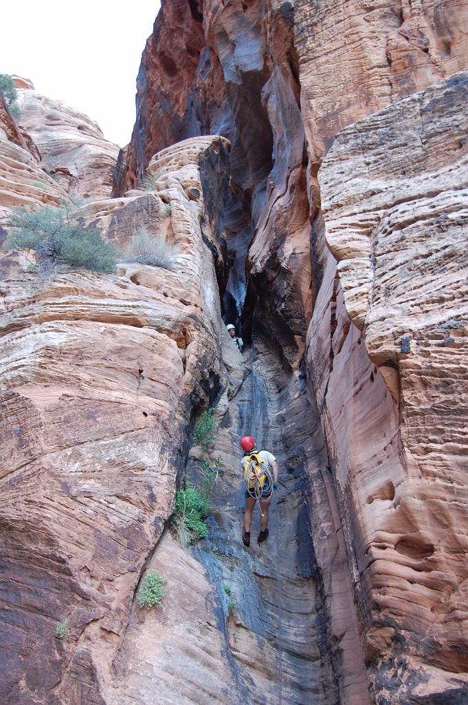 Shane Fryer rappeling in Spry Canyon.