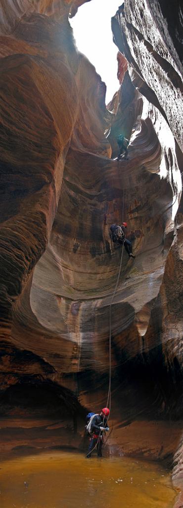 Jason Mateljak on the last from last rappel in Imaly Canyon.