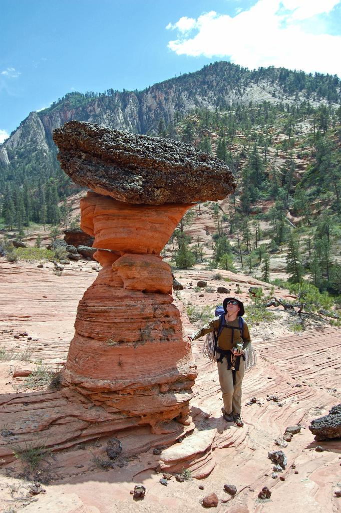 Tim Barnhart next to the Toadstool in the bottom of Phantom Valley