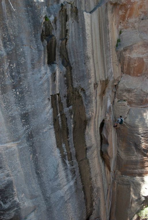 Chad Utterback on the 300-ft rappel into Englestead Canyon.