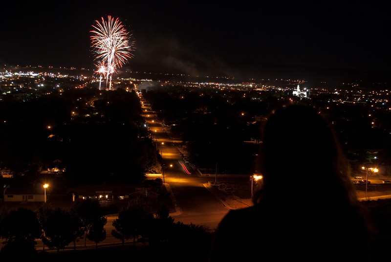 4th of July fireworks over St George, Utah.