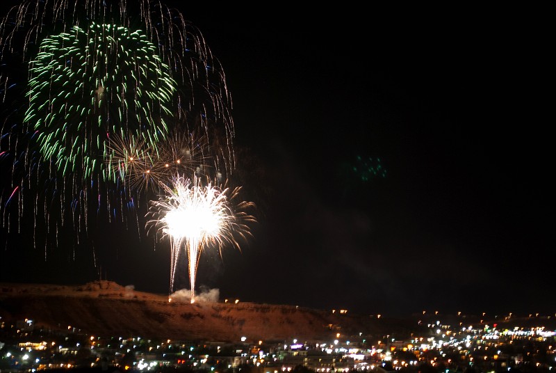 4th of July fireworks over St George, Utah.    Photo by Janel Macy.